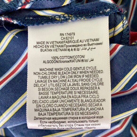 BCBGeneration Mixed Striped Cotton Wrap Top Women's Large Red Blue NEW NWT - Picture 8 of 9